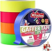 XFasten Multicolor Neon Gaffer Tape, 1-inch x 18-feet Multipurpose Gaffers Tape (5-Pack), UV Backlight Reactive Fluorescent Pro Gaff Tape, Heavy Duty Matte Fluorescent Gaffers Tape