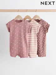 Pink Spot/ Stripe 100% Cotton Baby Rompers 3 Pack (B57324) | $35 - $44