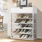 Oikiture Shoes Storage Rack 5-tier Shelves Shoe Storage Cabinet Drawer White