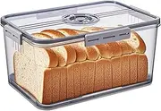 Bread Box for Kitchen Counter Airtight, Time Recording Bread Storage Container with Lid, Bread Keeper with Lid for Homemade Bread, Toast, Bagel, Donut and Cookies, Grey