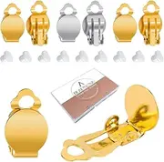 BEADNOVA Clip on Earring Backs 64 Pcs Flat Tray Clip on Earring Findings Round Flat Tray Earing Backs with Pads for Jewelry Making Craft Non Piercing Ears (Gold and Silver Colors)