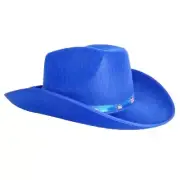 Blue Felt Cowboy Hat Australian Flag Ribbon - Aussie Festival Costume Hat