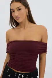 Red Off Shoulder Top Supersoft - Size 14L, Women's T-shirt