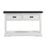 Hampton 2 Drawer Timber Hall Table - White/Charcoal