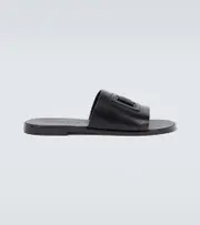 [Dolce & Gabbana] Dolce & Gabbana Logo leather slides AU 7 black