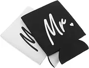 WEKADRIN 2pcs Mr Mrs Can Coolers Neoprene Soda Covers for Wedding Celebrations Creative Bride Groom Designs for Beer Beverage Cans Essential Supplies