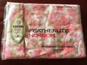 Vtg Pink Floral Cannon Twin Fitted Sheet Featherlite Dead Stock NOS