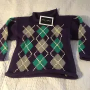 Z'BABY COMPANY-ROLL NECK ARGYLE SWEATER SIZE:2T PURPLE -NWT!