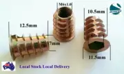 Qty 20 M6 13mm Wood Timber Threaded Flange Hex Allen Inserts Alloy Insert Nut