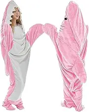 Pink Shark Blanket, Cute Shark Blanket Kids, Wearable Shark Blanket Hoodie Adult or Shark Sleeping Bag, Super Soft Cozy Flannel Animal Shark Blanket Onesie, Shark Gifts,150cm
