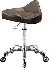 Saddle Chair with Backrest,Liftable Saddle Stool with Wheels,Ergonomic Swivel Salon Cutting Stool,for Home Office Hair Salon