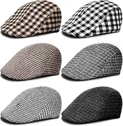 [XolngYYeng] 6 Pieces Newsboy Hats for Men Classic Herringbone Tweed Flat Cap Newsboy Cap Irish Hats for Men Hat Cabbie Cap