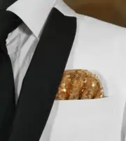 NEW - Men's Sequin Pre-Folded Pocket Square Insert - Gold