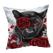 Art Painting Ruby Rose Panther and Hummingbird Cushion Cover