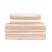 4pc Royal Comfort Satin Fitted Sheet Set w/2x Pillowcases Champagne Pink