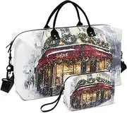 [ZRYSMY] Streetscape Snow Red Duffel Bag for Traveling, Travel Bag Gym Bag, with Multiple Interior Pockets Shoulder Weekender Bag for Women Men with Toiletry Bag 20.5L x 1.9W x 13.8H, Multi-Colored, one