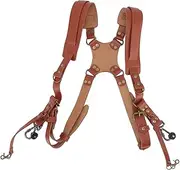 Brown Dual Camera Strap Genuine Leather Camera Shoulder Strap or Neck Strap, Fast Photography Equipment Camera Strap Two Cameras Suitable for Photographers Multiple Dual Camera Equipment