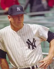 New York Yankees Mickey Mantle before game vs Boston Red Sox Bronx- Old Photo 1
