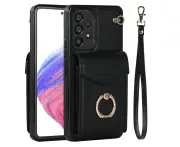 for Samsung Galaxy A53 5G Leather Wallet Case with Ring Kickstand-Black