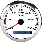 Waterproof Tachometer, 85mm RPM Pointer Gauge, IP67 Stainless Steel, Universal for Car Boat Marine, White Dial, RPM Meter, Durable Tachometer, Marine-Grade