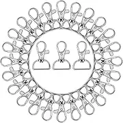 50PCS Swivel Clasps Lanyard Snap Hooks, Premium Key Chain Clip Hook Lobster Claw Clasp for Keychain Sewing Projects (3/4”Inside Width) (Silver)