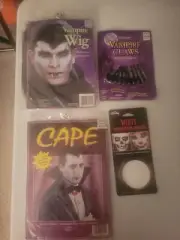 FUN WORLD VAMPIRE Costume/Cape/Wig/Claws & Makeup/ NEW/Sealed