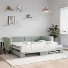 Daybed with Trundle without Mattress Light Grey 90x190 cm vidaXL
