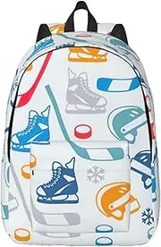 WURTON Hockey Elements Creative Patterned Print Unisex Canvas Bag Canvas Shoulder Pouch Pack Lightweight Backpack