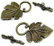(16Pieces Brass Tone-Grape leaves-Clasp Toggle Findings Jewelry Making-37X22/25X8mm) - Heather's cf 16 Pieces Brass Tone Grape leaves Clasp Toggle Findings Jewellery Making 37X22/25X8mm(I)