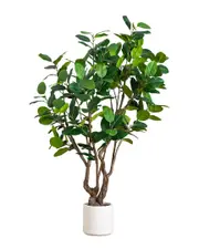 Nearly Natural 6ft Artificial Audrey Ficus Leaf Tree in Decorative Planter