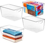 Clear Storage Bins with Lids Stackable - Xlarge Plastic Containers for Pantry Or