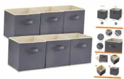 Collapsible Storage Cubes 11 Inch Foldable Fabric Bins Multi-color 6 Gray