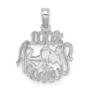 14K White Gold Wg 100% Aquarius Zodiac Charm