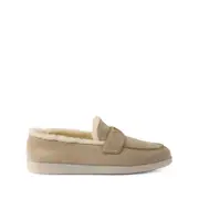[Prada] Prada Suede Shearling Loafers 7 US NEUTRALS