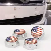 Set of 4 American Flag Anti-Theft License Plate Frame Screw Cap For Jeep Chrys (for: Jeep)