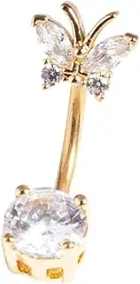Lovisa Gold Titanium Cubic Zirconia Butterfly Belly Bar | Premium PVD Gold-Plating | Hypoallergenic | On Trend Designs
