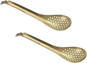 ASAKKURA 2 Piece Caviar Colander Set Strainer Spoons Food Strainer Ladle Stainless Steel Kitchen Gadgets