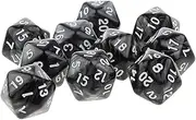ａ aternee 10 Pack of D20 Dice for Tabletop RPG Events, Black, 25mm