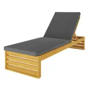 Alabat Solid Timber Outdoor Sun Lounger with Cushion Grey