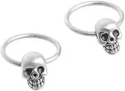 [WUSHAUALNS] Earrings 100 DIY Jewelry D-Shaped Ear Hooks Silver + Gold 1 Pair Stainless Steel Skull Round Hoop Loop Earrings 0.39x0.28