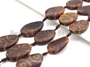 1pc/8pc Natural Tibetan Agate Flat Oval Spacer Beads, Brown White Dzi Spacer