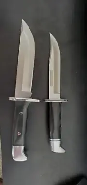 CUSTOM HANDMADE TWO COLLECTABLE BUCK FIXED BLADE KNIVES REPLICA W/SHEATH