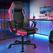 [ALFORDSON] Office Chair with Height Adjustable Gas Lift Mega Series, PU Leather Upholstery Home Ergonomic Gaming Chair, Padded Executive Chair for Computer Desk, Max 180kg, Purple