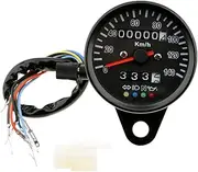 Daseeme Cafe Racer Retro Custom Motorcycle Mechanical Speedometer with LED Indicator Odometer 140km/h