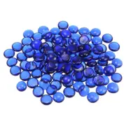 110pcs Fire Glass Beads for Fire Pit, Flat Marble Beads (2/3"-3/4") Blue