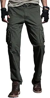 [HanzhuoLG] Men Cargo Overalls Military Tactical Outdoor Pants Offroad Work Camo Casual Male Clothing Baggy Big Size Long Trousers For Men's Military green Small