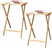 Folding Bamboo Bedside Table Foldable TV Tray Work Serving Reading Desk Snack