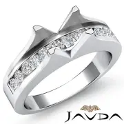 Gorgeous Emerald Semi Mount Natural Diamond Engagement Ring 18k White Gold 0.6Ct