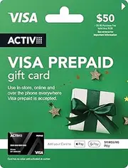 $50 Activ Visa Gift Card - Delivered by mail (plus $5.95 Purchase Fee)