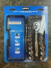 HART 26-Piece 1/4-Inch Drive Mechanics Tool, Socket Wrenches Sets, Chrome Finish
